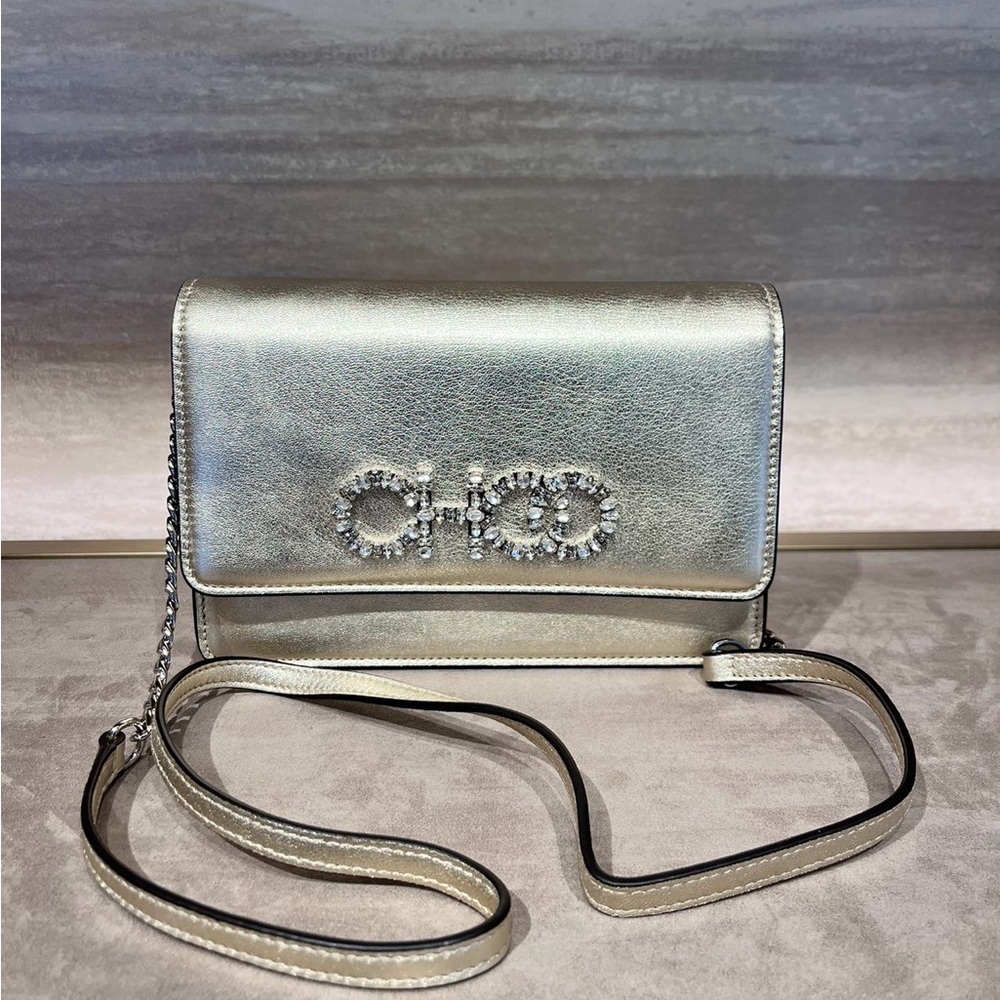 Jimmy choo calfskin crossbody bag with chain new with tag - Picture 2 of 6